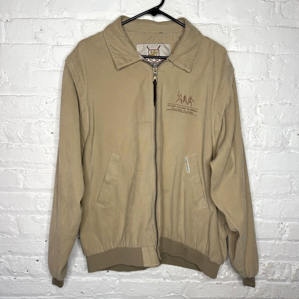 Vintage Clark & Gregory MLB Players Alumni Bomber Jacket Tan Removable Sleeves‎
